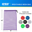 Set of 6 18"x 12" Mesh Drawstring Net Bag, Sports Equipment Storage Bag