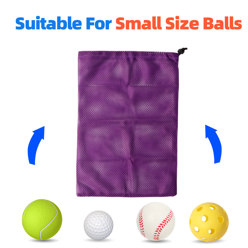 Set of 6 18" x 12" Mesh Drawstring Net Bag, Sports Equipment Storage Bag (8 Colors)