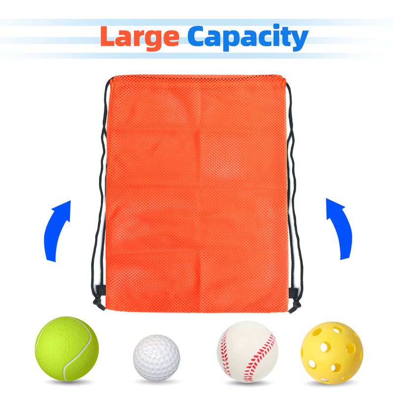 19"x15" Mesh Drawstring Backpack Bag for Sports Gym Gear, Backpacking, Camping Gear, Travel  - 7 Colors