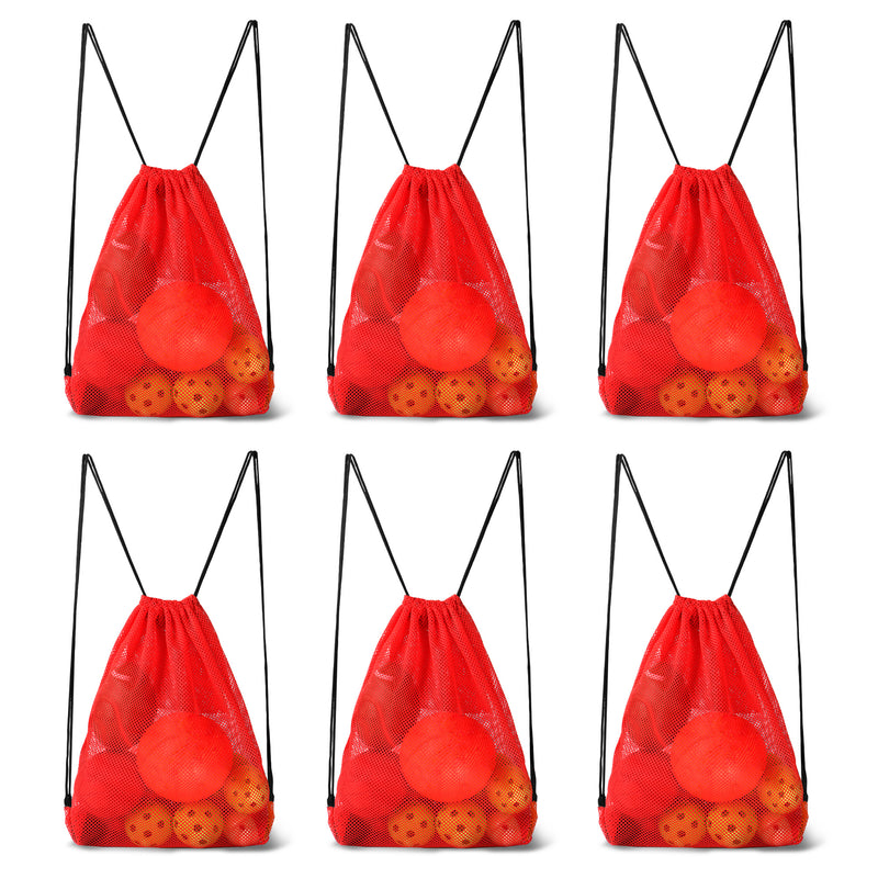 Set of 6 19"x 15" Mesh Sport Drawstring Backpack Bag