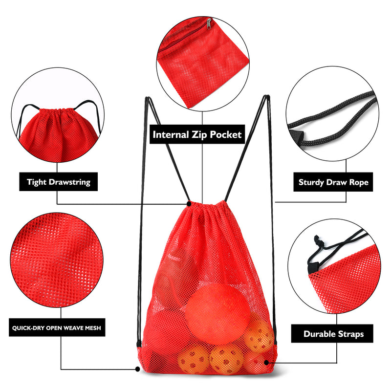 Set of 6 19"x 15" Mesh Sport Drawstring Backpack Bag