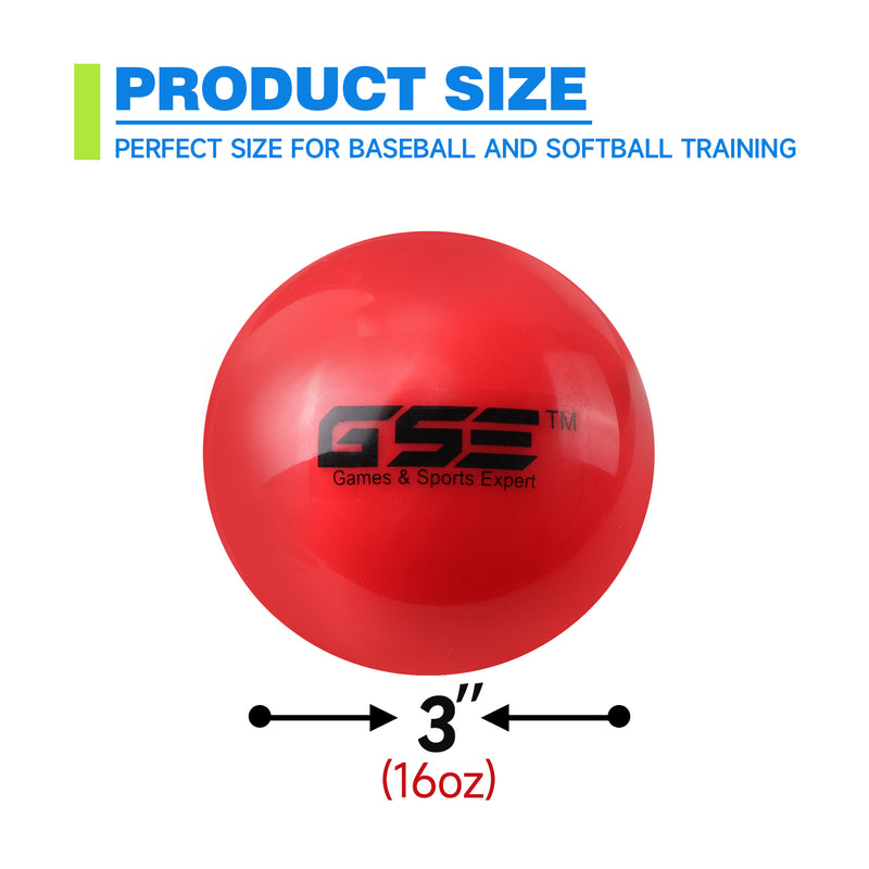 3" Weighted Red Baseballs, Weighted Softballs, Training Baseballs