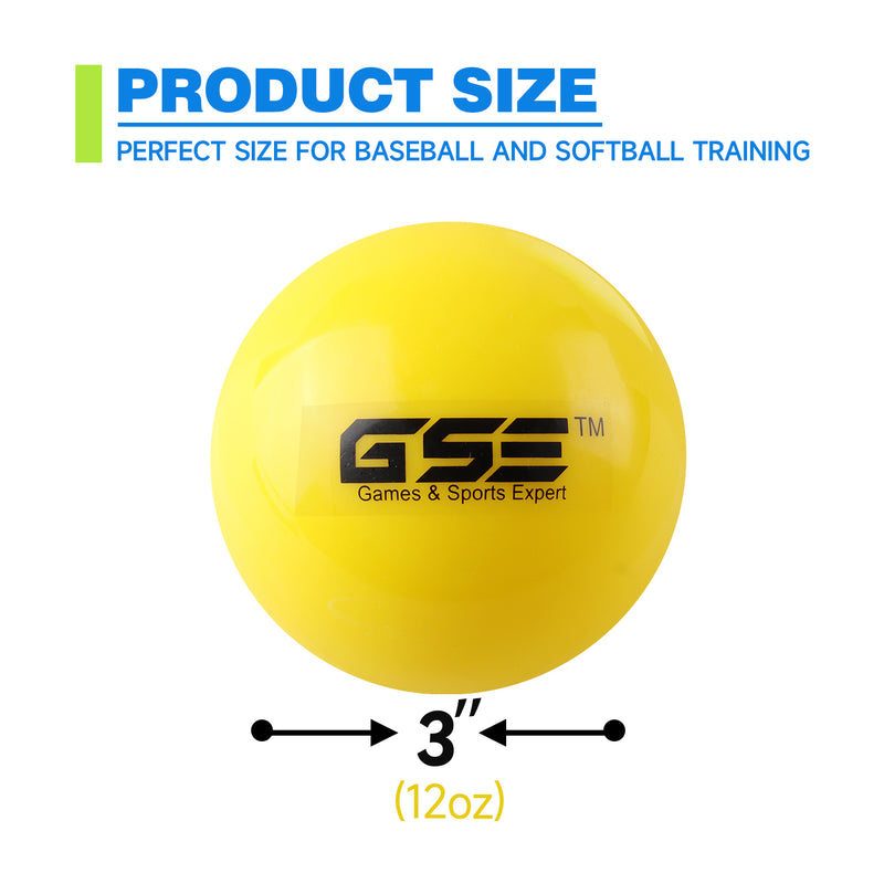 3" Weighted Yellow Baseballs, Weighted Softballs, Training Baseballs