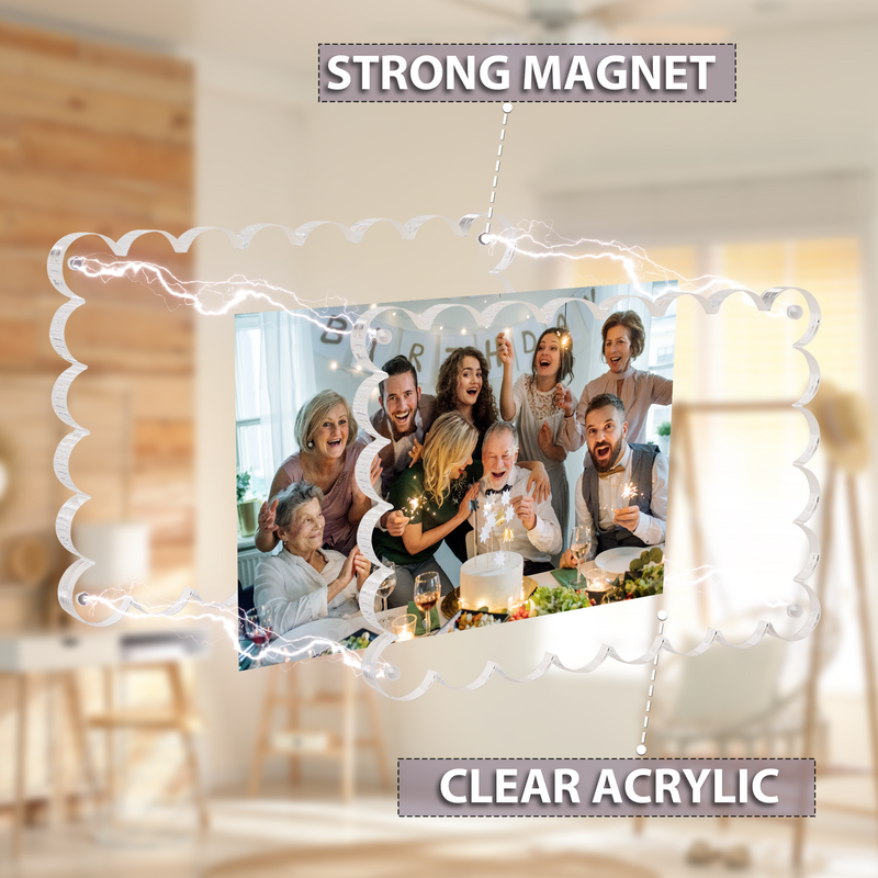 4x6 Inches Magnetic Double Sided Acrylic Picture Frames, 10+10MM Thickness Scalloped Photo Frames