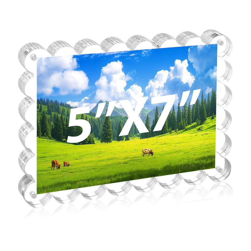 5x7 Inch Clear Acrylic Picture Frames with Scalloped Edge for Home/Office Desktop