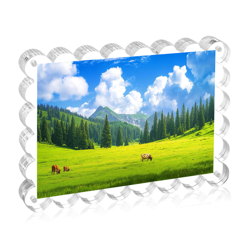 5x7 Inch Clear Acrylic Picture Frames with Scalloped Edge for Home/Office Desktop