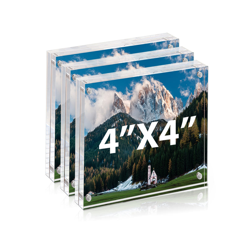 4x4 Inch Clear Acrylic Picture Frames for Home/Office Desktop