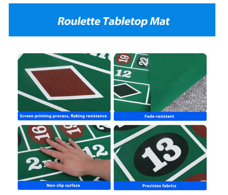 36" x 72" Portable Casino Roulette Tabletop Felt Layout Mat