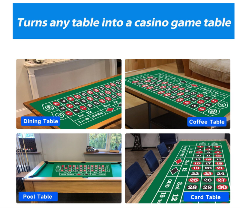 36" x 72" Portable Casino Roulette Tabletop Felt Layout Mat