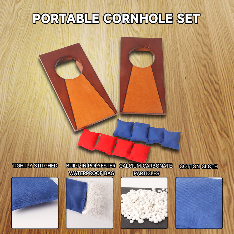 Mini 10"x5" Tabletop Cornhole Toss Game Set with 8 Bean Bags, Wooden Desktop Cornhole Game Set