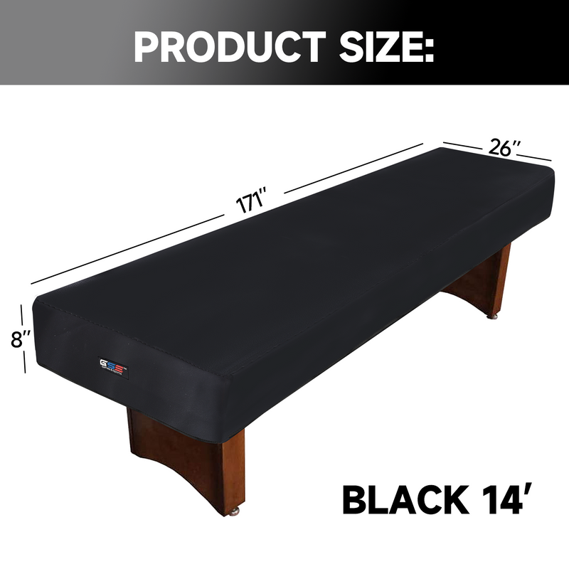 9'/12'/14'/16' Heavy Duty Waterproof Leatherette Shuffleboard Table Cover for Pets Scratching, Dust, Spill Protection (Brown/Black)