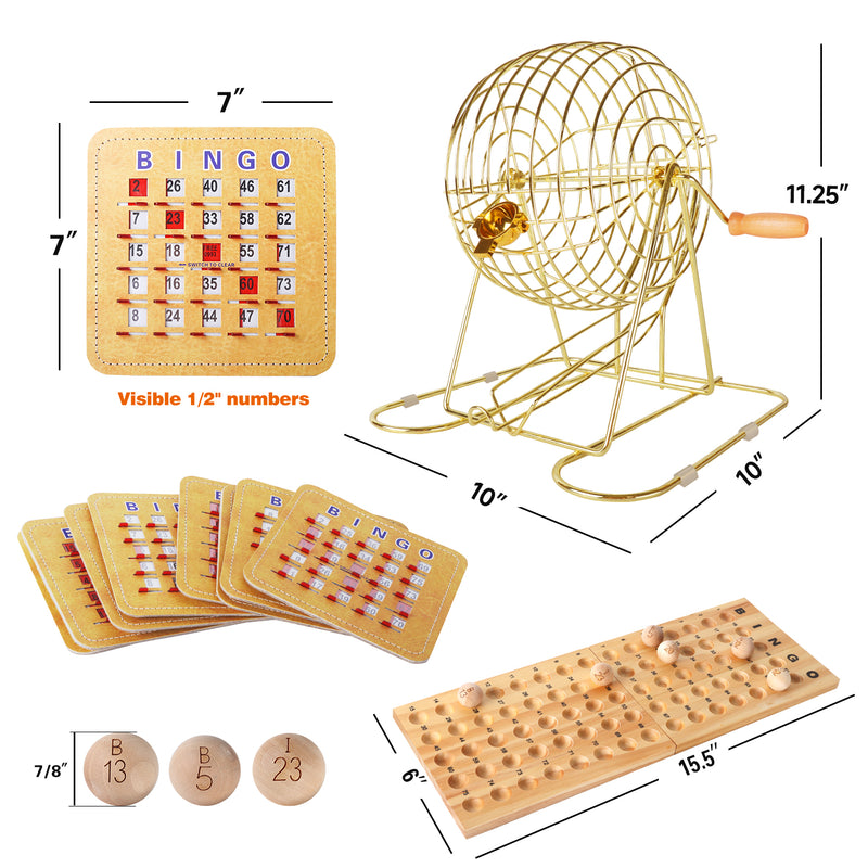 Bingo Game Set with Bingo Cage and Calling Master Board, Bingo Balls, Shutter Bingo Cards