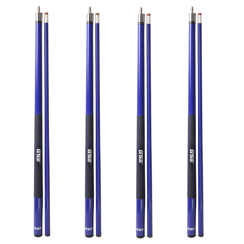 Set of 4 58" Slick Blue Fiberglass Graphite Composite Billiard Pool Cue Sticks