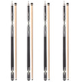 Set of 4 58" 18/19/20/21oz Canadian Maple Hardwood Billiard Pool Cue Sticks for Commercial, Bar and House  4 Colors