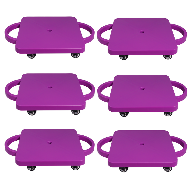 6 Pack Plastic Scooter Board Gym Floor Board Indoor Sport Equipment Sitting Scooter Board with Handles for Kid, Child, Teenagers - 6 Colors