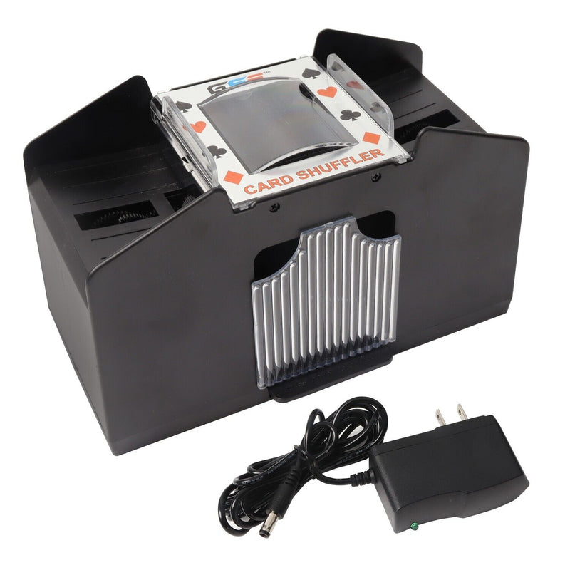 1-4 Deck Casino Automatic Card Shuffler. AC/DC-Power & Battery-Operated Electric Shuffler Machine