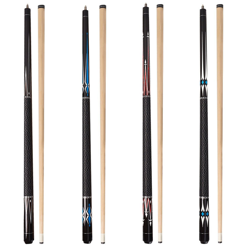 Set of 4 58" Hardwood Maple Detachable Billiard Pool Sticks Set - Black