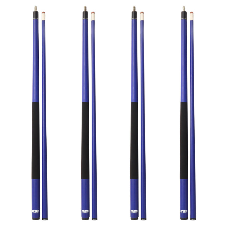 Set of 4 58" Matte Blue Fiberglass Graphite Composite Detachable Billiard Pool Cue Sticks