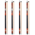 Set of 4 58" Canadian Maple Hardwood Billiard Pool Cue Sticks for Commercial, Bar and House (6 Colors,18/19/20/21oz)