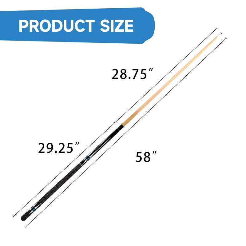 Set of 4 58" 18/19/20/21oz Hardwood Maple Detachable Billiard Pool Sticks Set for Commercial,Bar and House - Black