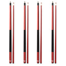 Set of 4 58" Matte Red Fiberglass Graphite Composite Detachable Billiard Pool Cue Sticks