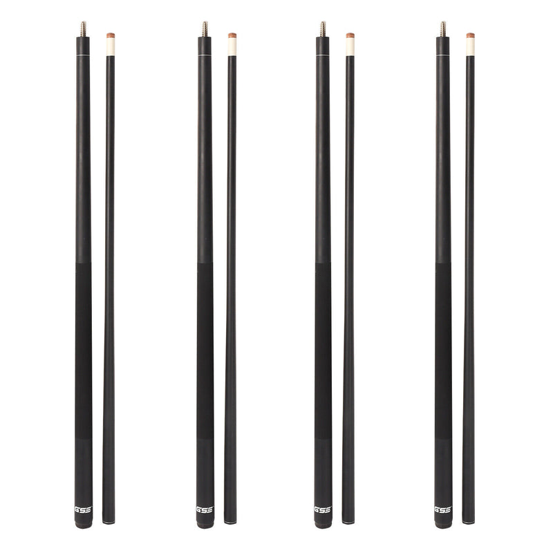 Set of 4 58" Matte Black Fiberglass Graphite Composite Detachable Billiard Pool Cue Sticks