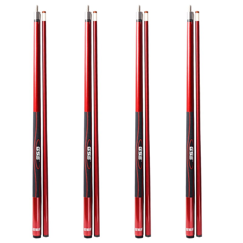 Set of 4 58" Slick Red Fiberglass Graphite Composite Billiard Pool Cue Sticks
