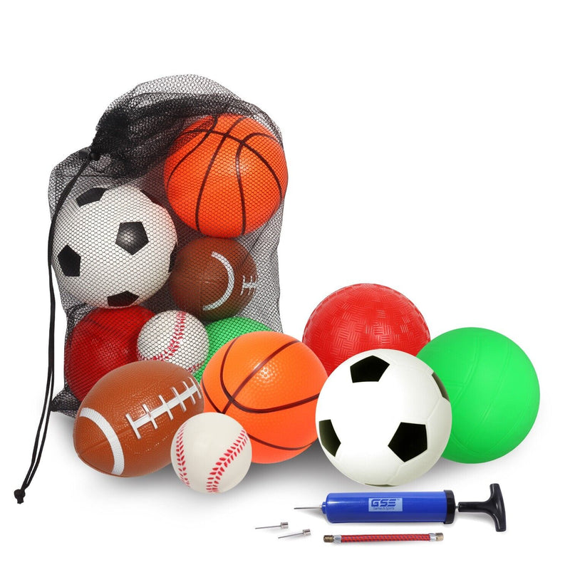 Complete Sports Ball Set with Bag - Soccer, Basketball, Kickball +