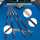 Set of 4 58" Hardwood Maple Detachable Billiard Pool Cue Stick Set - Black