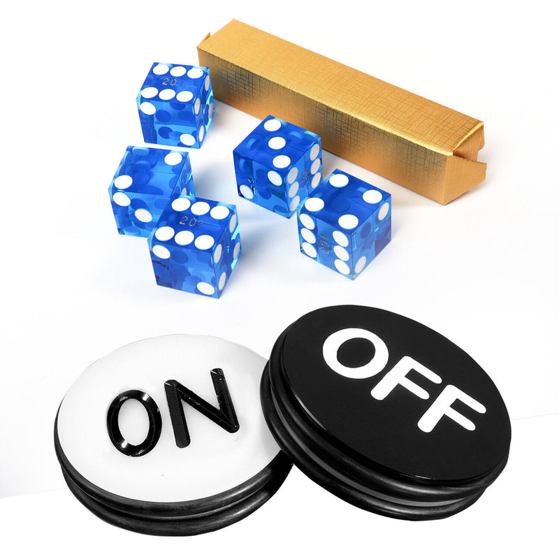 Craps Game Set, Including Casino Dice, 3" Craps On/Off Dealer Puck Button