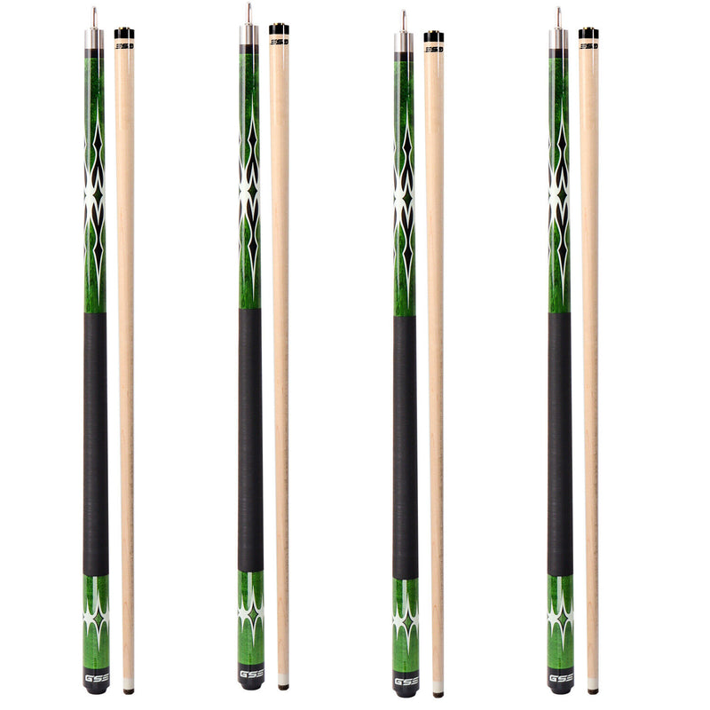 Set of 4 58" 18/19/20/21oz Canadian Maple Hardwood Billiard Pool Cue Sticks for Commercial, Bar and House  4 Colors