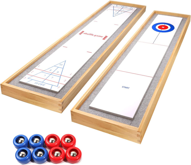 2-in-1 Mini Shuffleboard and Curling Tabletop Game Board Set