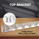 2-Piece Acrylic Wall Mounted 6 Billiard Pool Cue Rack
