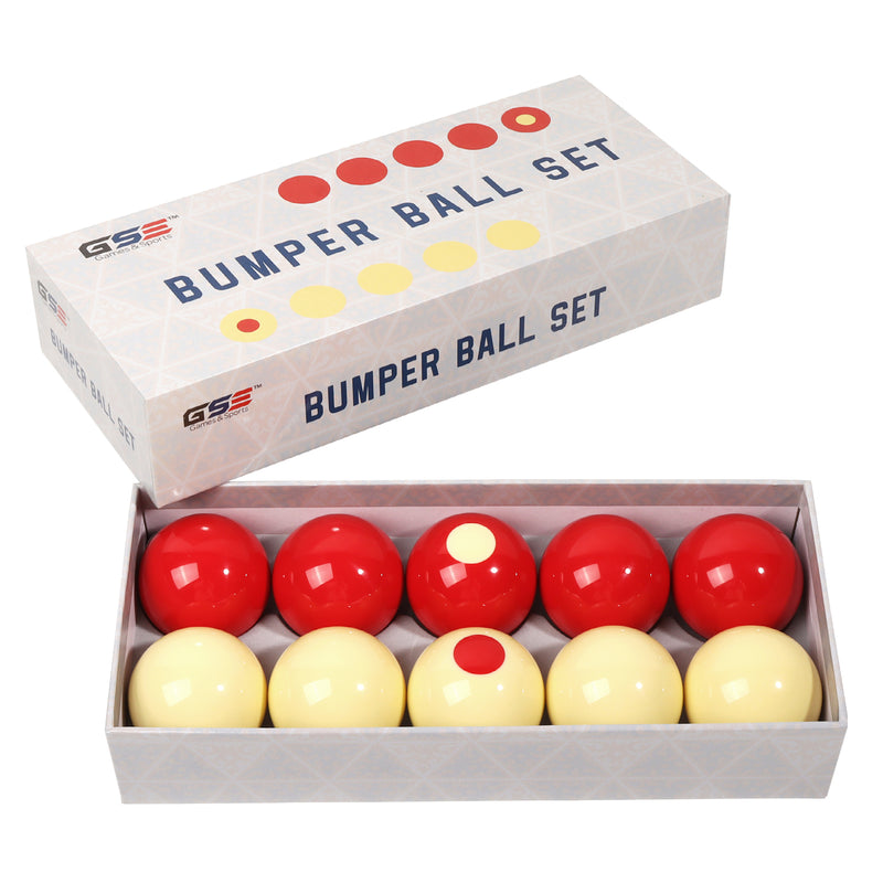 2-1/8" Professional Regulation Size Bumper Pool Ball Set of 10 White/Red Standard Bumper Balls Set for Pool Table