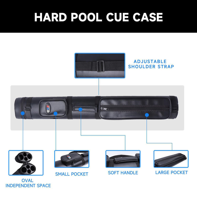 2x2 Hard Oval Billiard Pool Cue Stick Carrying Case with Cue Accessories Bag (5 Colors Available)