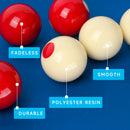 2 1/8" Set of 10 White/Red Professional Regulation Size Bumper Pool Ball
