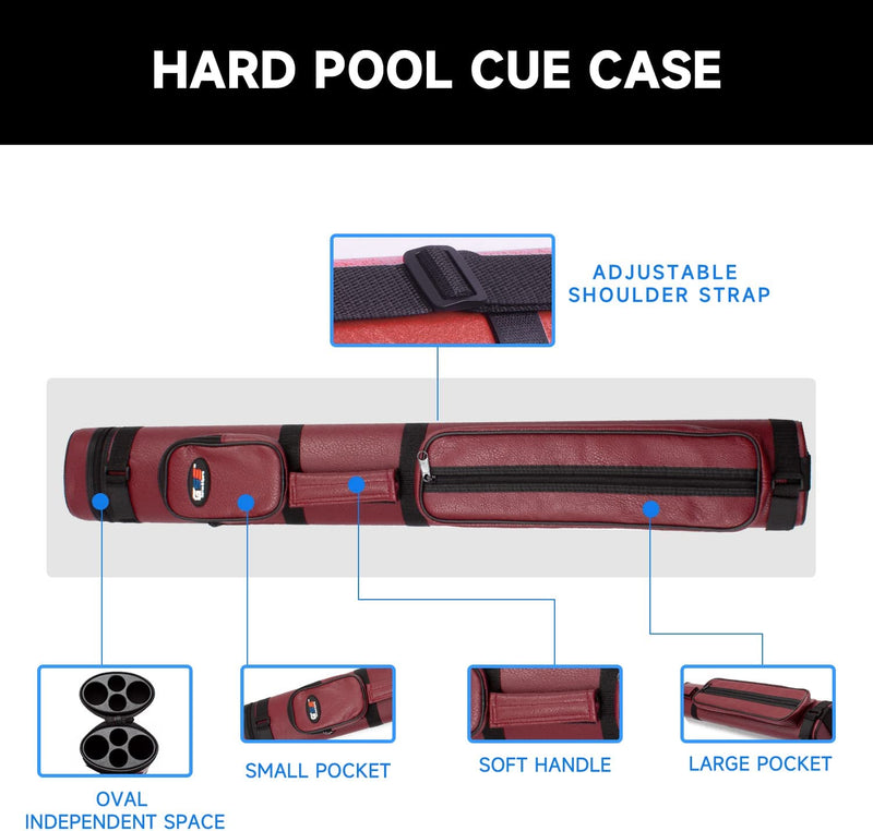 2x2 Hard Oval Billiard Pool Cue Stick Carrying Case (5 Colors)