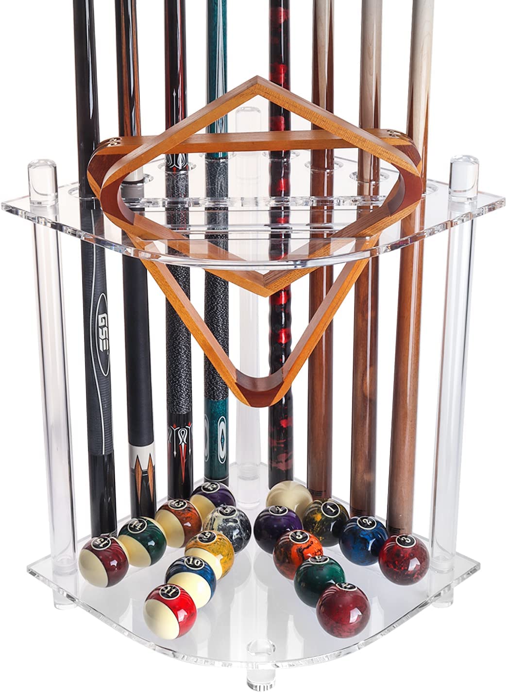 GSE Games & Sports Expert Acylic Corner-Style Floor Stand Billiard Pool ...