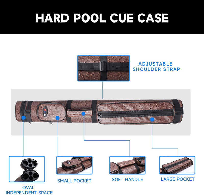 2x2 Hard Oval Billiard Pool Cue Stick Carrying Case (5 Colors)