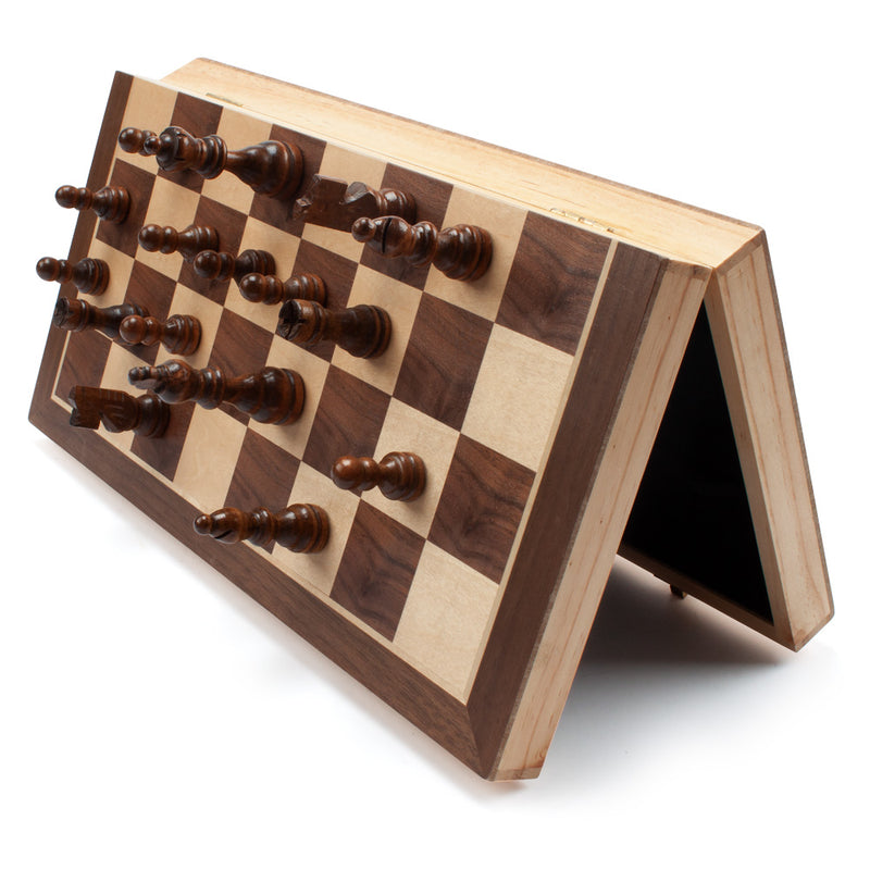 15" Magnetic Folding Wooden Chess Board Game Set