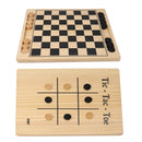 2-in-1  Reversible Natural Wood Checkers & Tic-Tac-Toe Board Game Combo Set