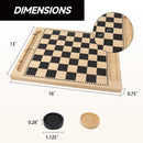 2-in-1  Reversible Natural Wood Checkers & Tic-Tac-Toe Board Game Combo Set