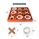 Classic Family Board Game, 14" Wooden Tic-Tac-Toe Game Set for Home Décor