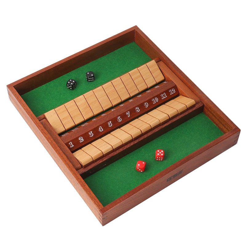 2-Player Wooden Shut The Box Board Game Classic Tabletop Pub Board Dice Game with Dices