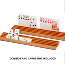 13.75" Set of 4 Domino & Playing Card Racks, Wooden Domino Trays Holders Organizer