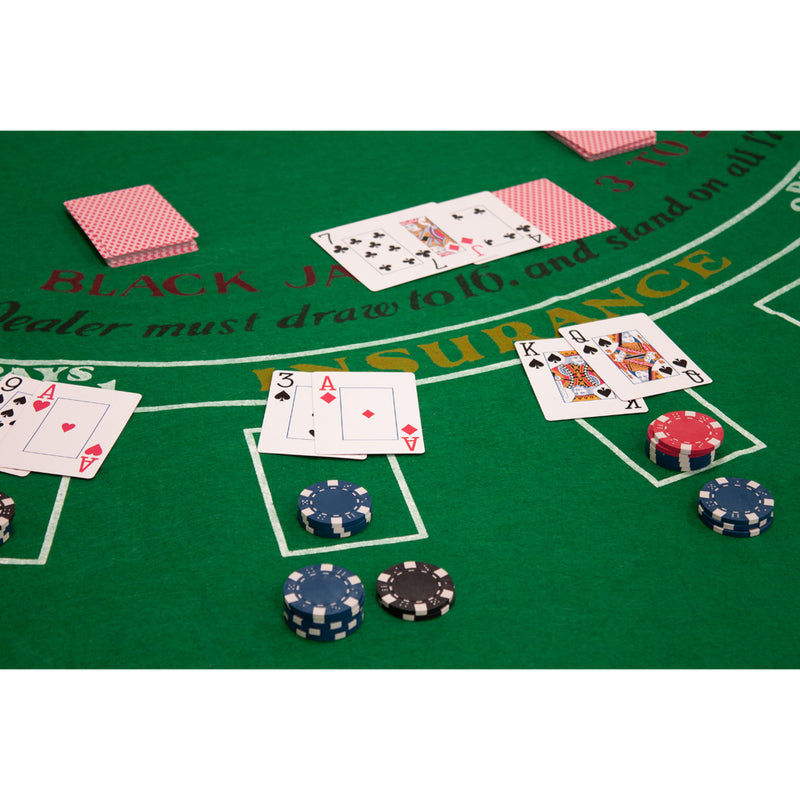 2-Sided 36"x72" Green Craps & Blackjack Casino Tabletop Felt Layout Mat Double Sided Casino Game Cover
