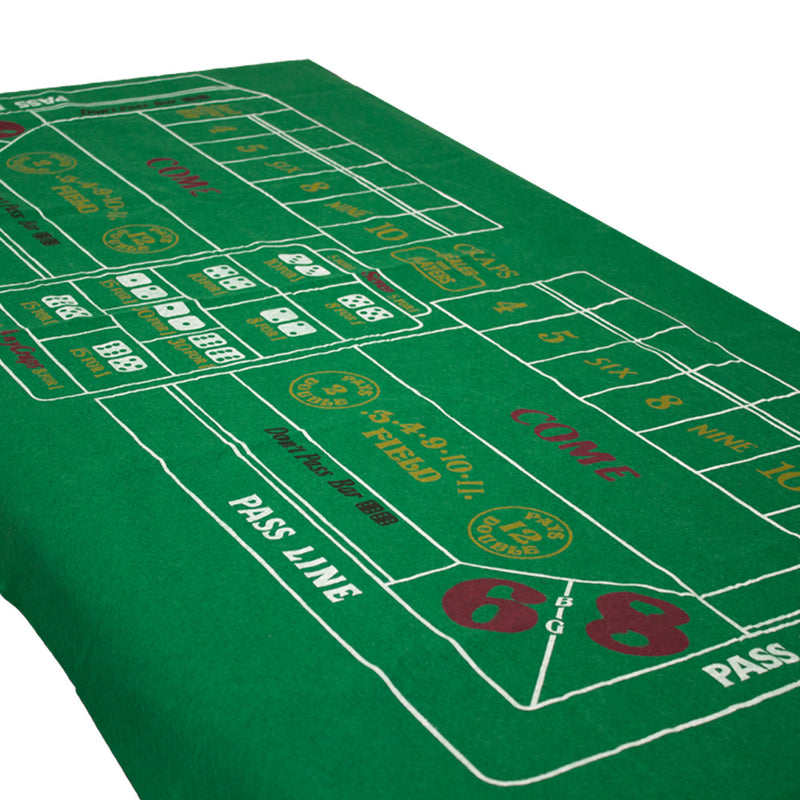 36"x72" Green Professional Craps Portable Casino Tabletop Felt Layout Mat Casino Game Cover