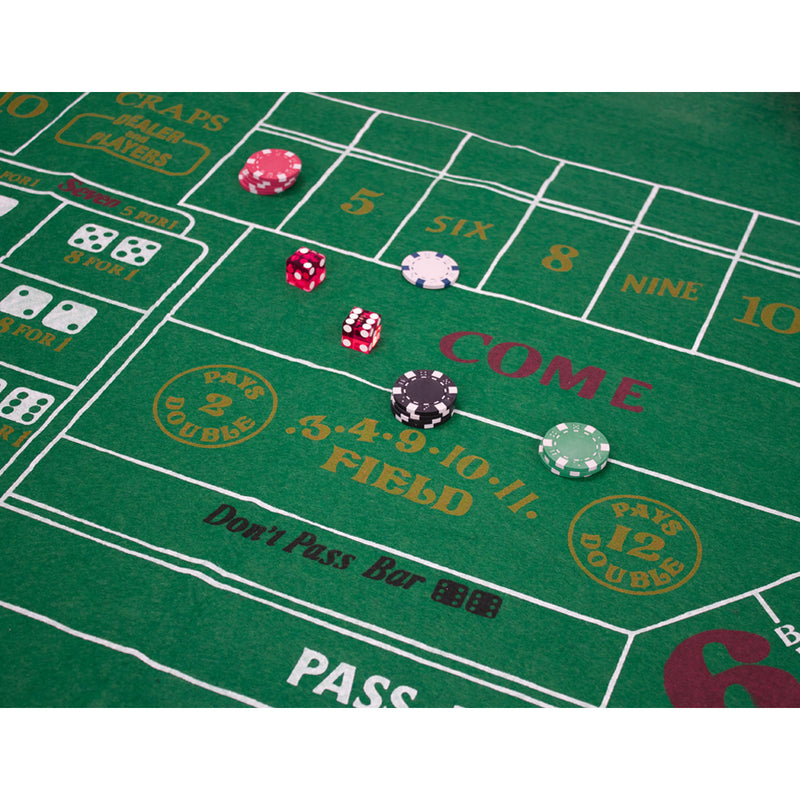 2-Sided 36"x72" Green Craps & Blackjack Casino Tabletop Felt Layout Mat Double Sided Casino Game Cover