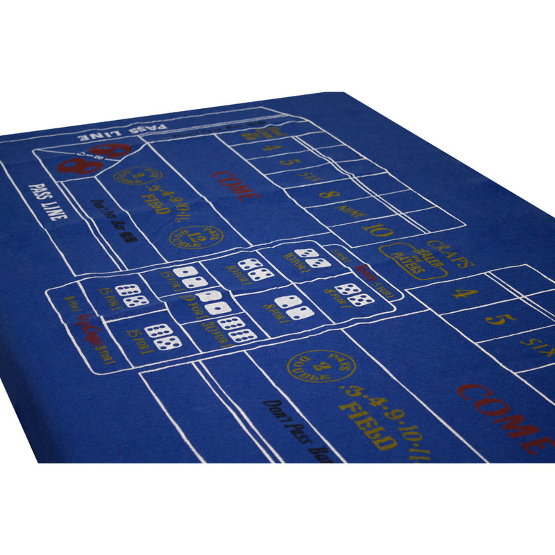 36"x72" Blue Portable Casino Craps Tabletop Layout Felt Mat