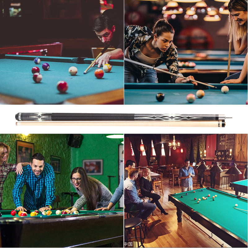 58" 2-Piece Canadian Maple Portable Carrying Billiard Pool Cue Stick for Practice and Commerical Use (Black,18-21oz)